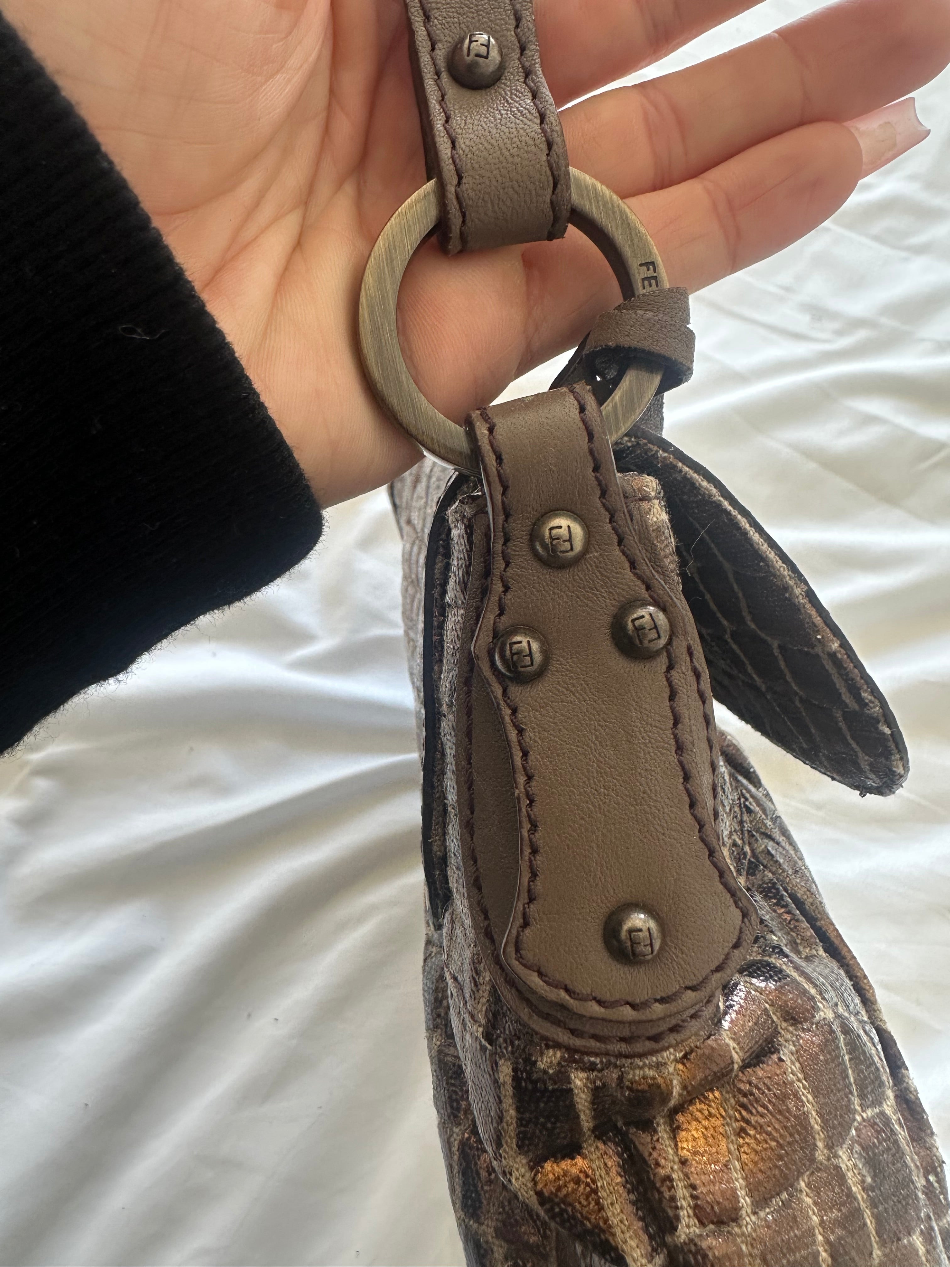 Fendi Chef Shoulder Bag – Croc Embossed Leather