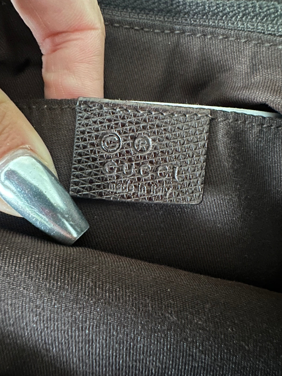 Gucci crescent bag brown denim
