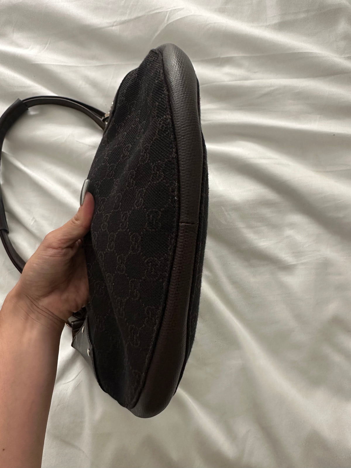 Gucci crescent bag brown denim