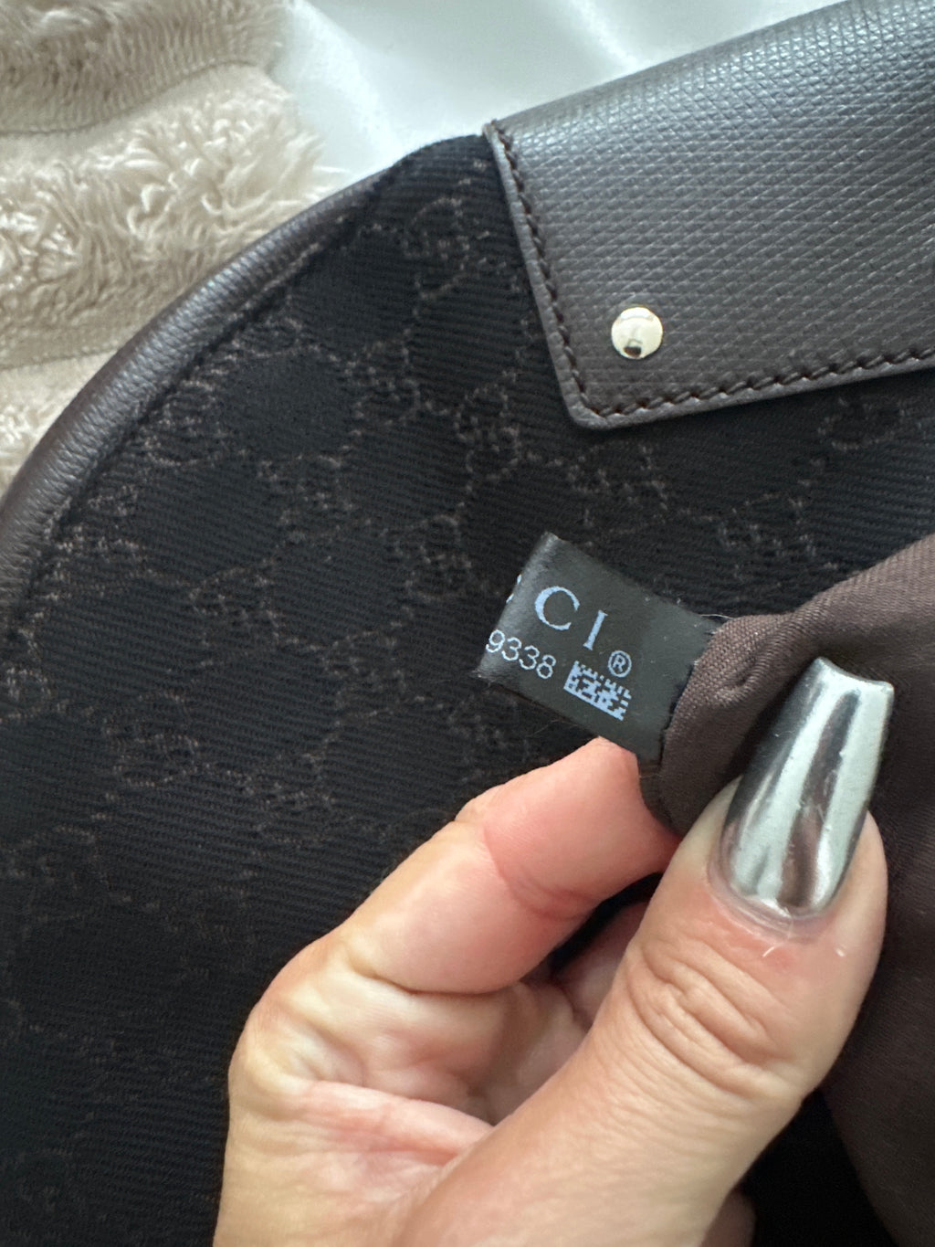 Gucci crescent bag brown denim