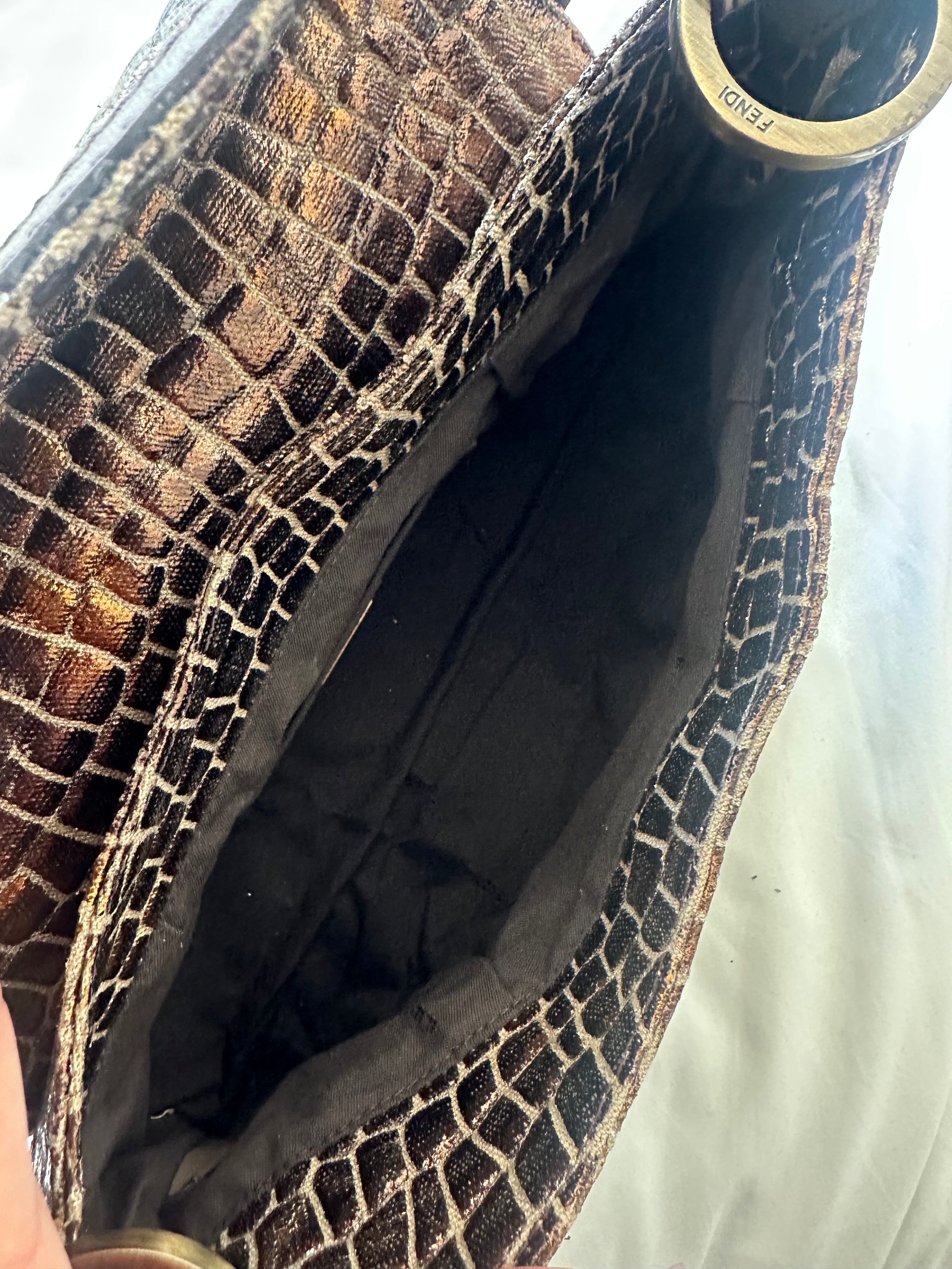 Fendi Chef Shoulder Bag – Croc Embossed Leather