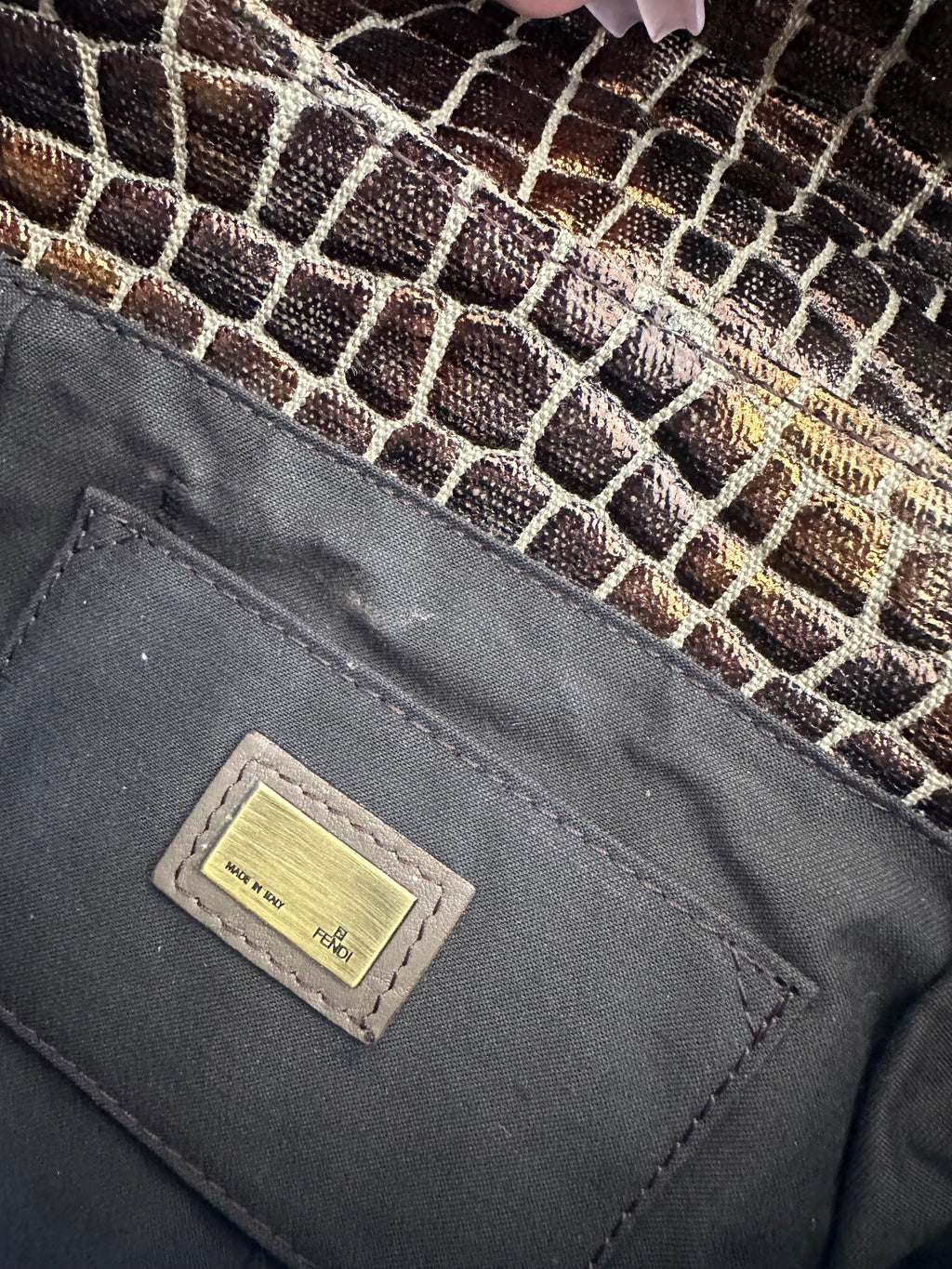 Fendi Chef Shoulder Bag – Croc Embossed Leather