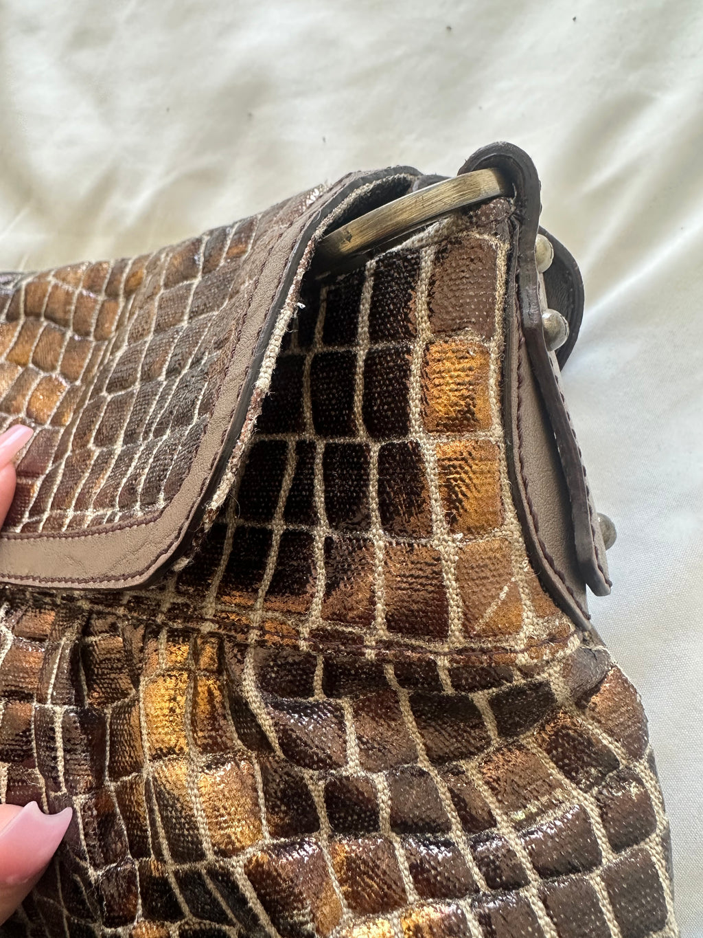 Fendi Chef Shoulder Bag – Croc Embossed Leather