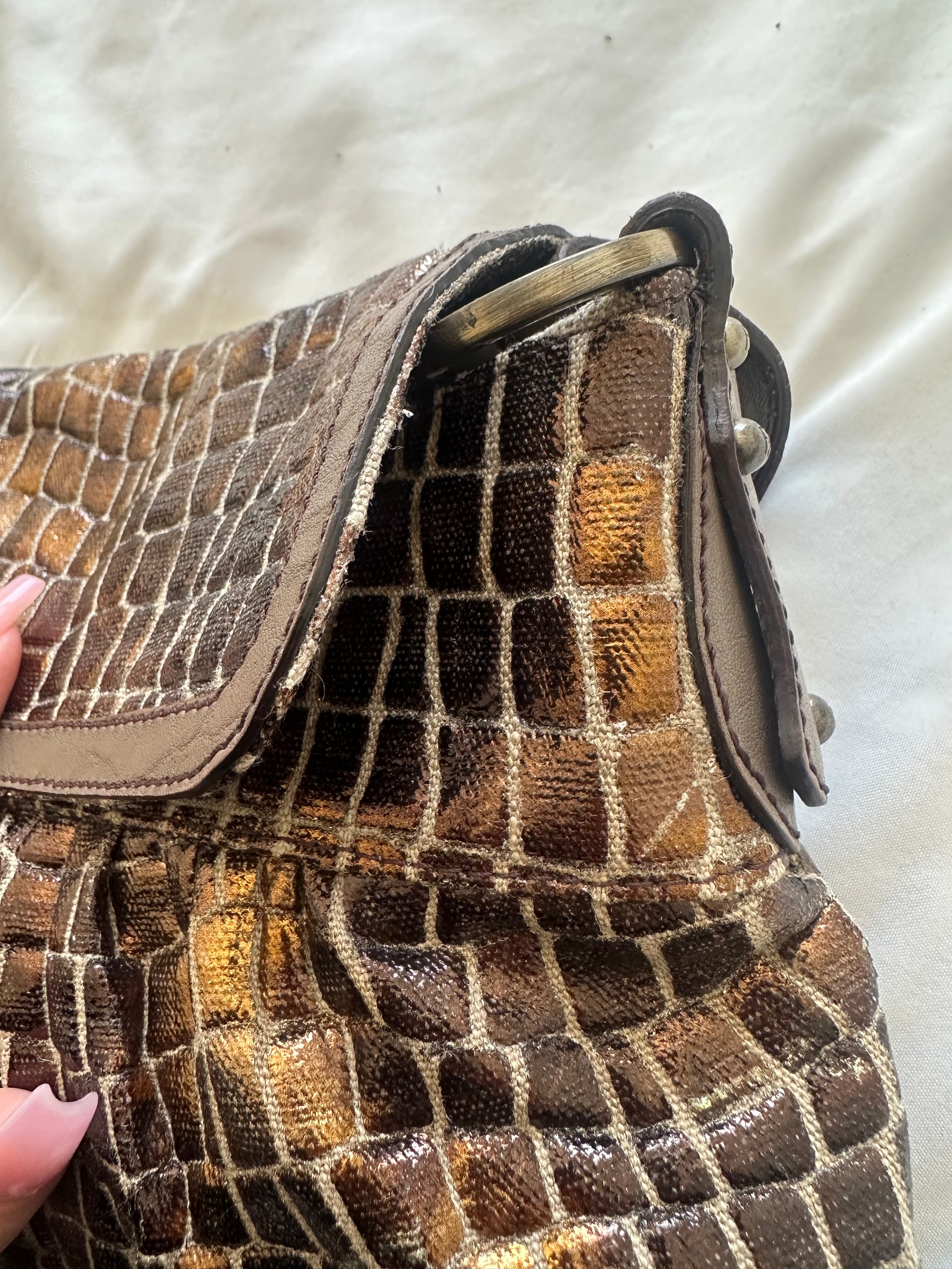 Fendi Chef Shoulder Bag – Croc Embossed Leather