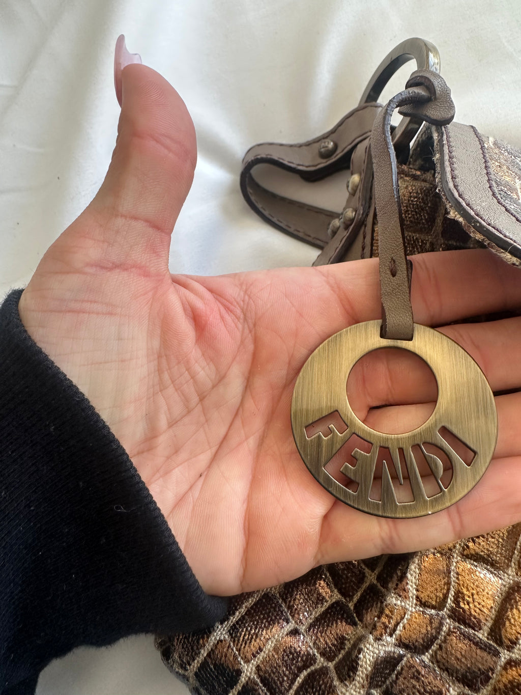 Fendi Chef Shoulder Bag – Croc Embossed Leather