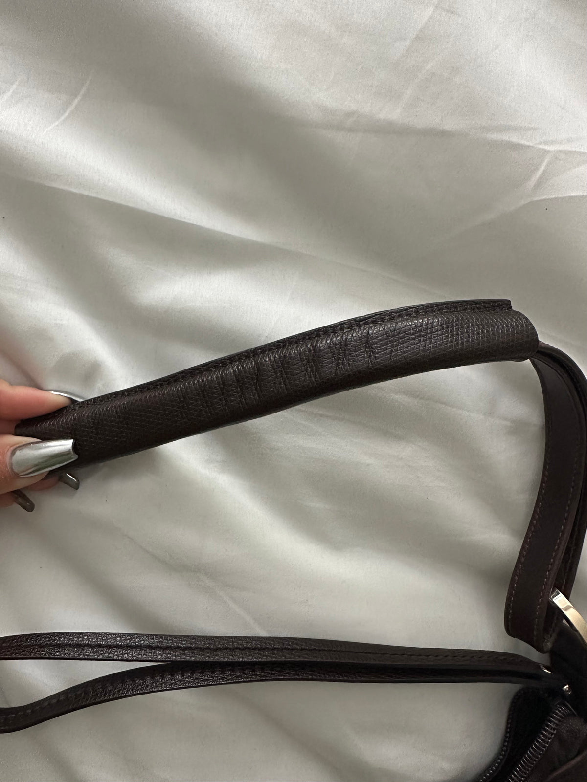 Gucci crescent bag brown denim