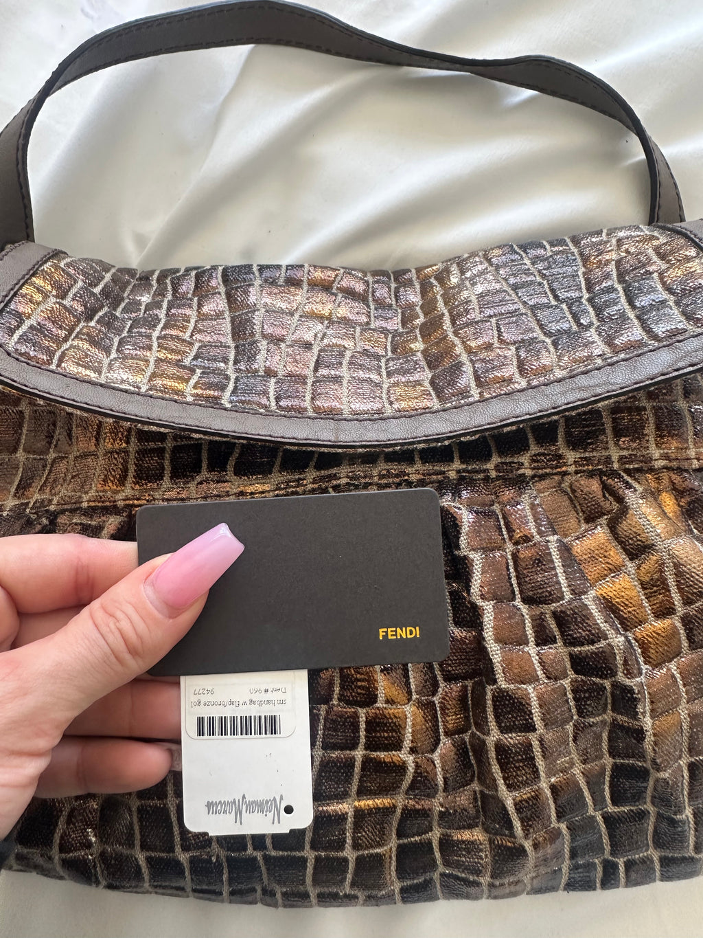 Fendi Chef Shoulder Bag – Croc Embossed Leather