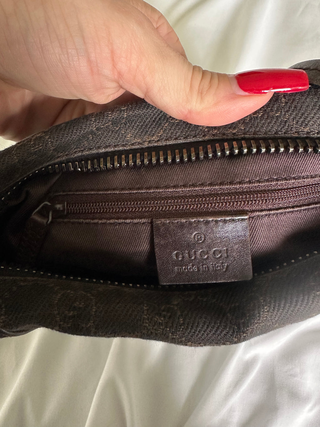 Gucci shoulder bag brown denim