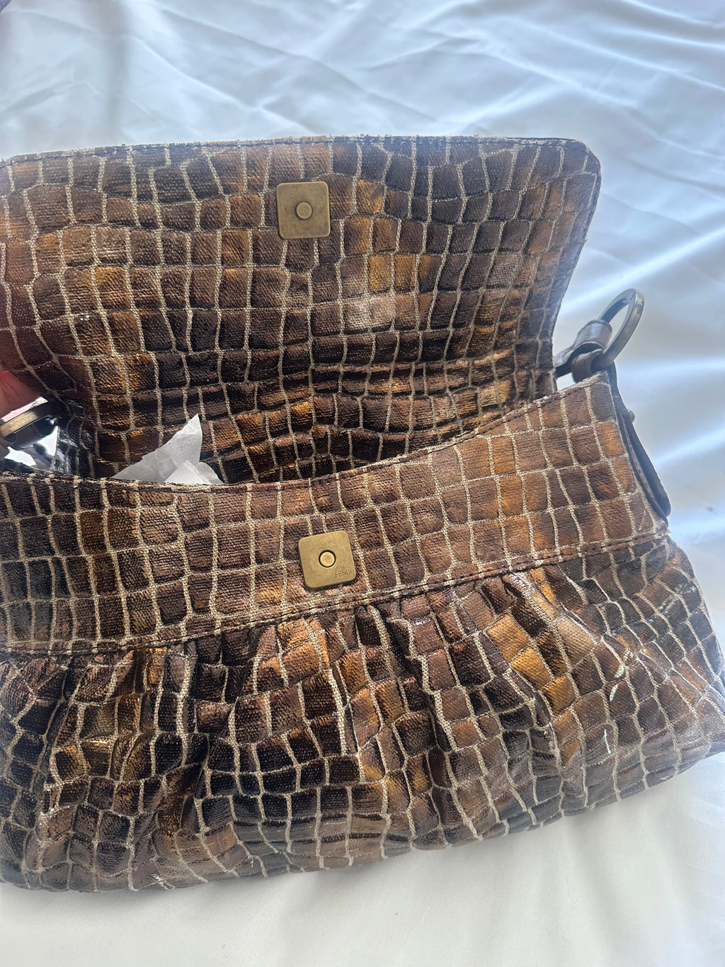 Fendi Chef Shoulder Bag – Croc Embossed Leather