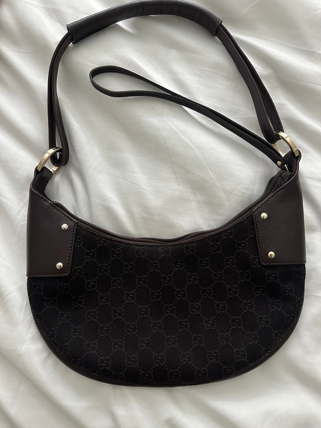 Gucci crescent bag brown denim