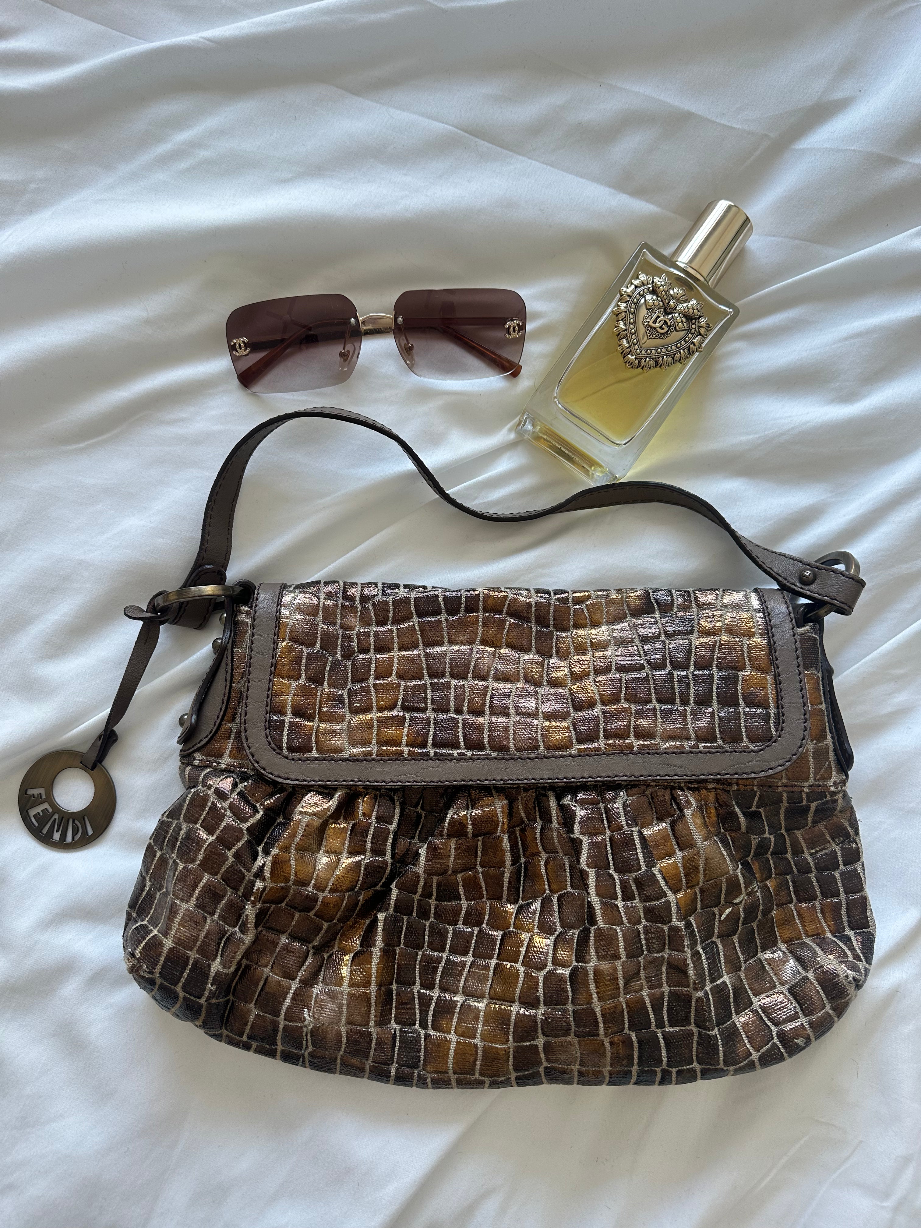 Fendi Chef Shoulder Bag – Croc Embossed Leather